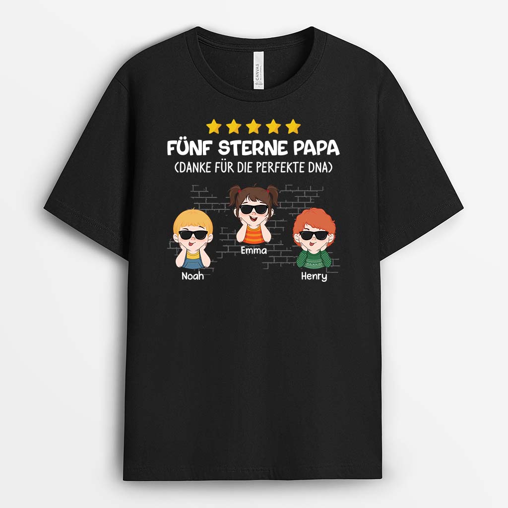 2329AGE1 personalisiertes funf sterne papa danke fur die perfekte dna t shirt