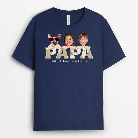 2332AGE2 personalisiertes papa und kinder weltkarte t shirt