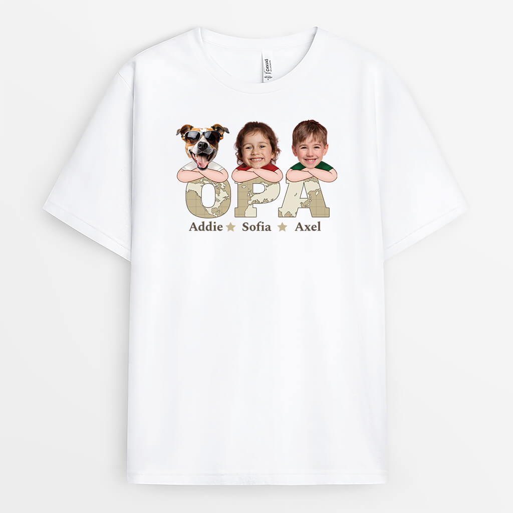 2333AGE1 personalisiertes papa und kinder weltkarte t shirt