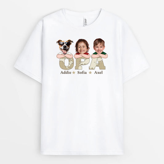 2333AGE1 personalisiertes papa und kinder weltkarte t shirt