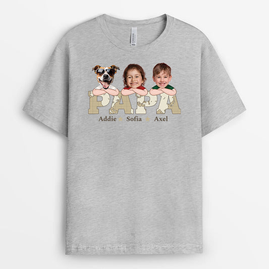 2333AGE2 personalisiertes papa und kinder weltkarte t shirt