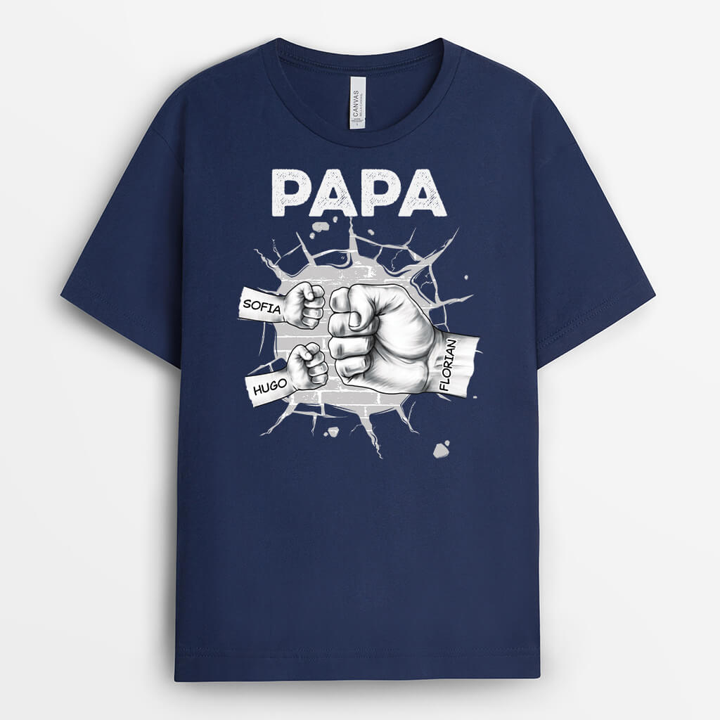 2358AGE2 personalisiertes papa kinder und faust t shirt