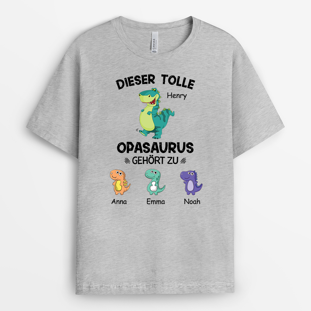 2374AGE2 dieser brull starke opasaurus gehort zu  t shirt opa personalisiert