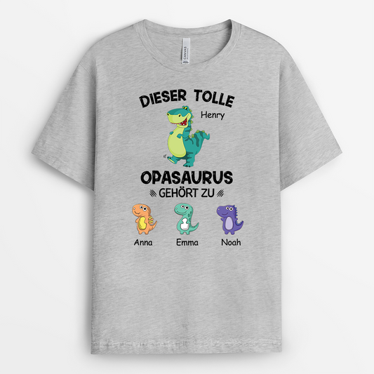 2374AGE2 dieser brull starke opasaurus gehort zu  t shirt opa personalisiert
