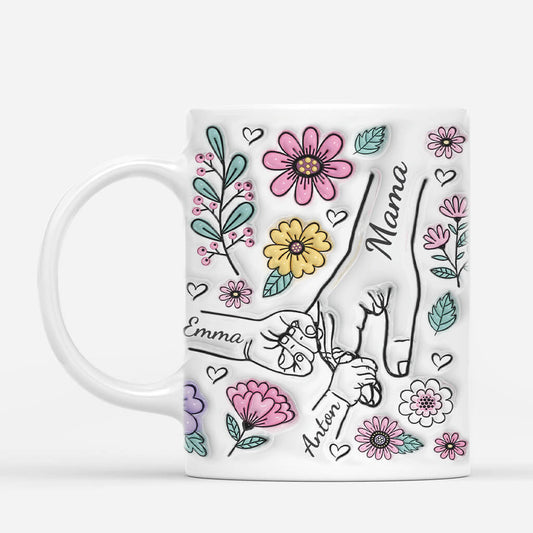 2408MGE2 personalisierte mama und kinder blumen tasse_6252bf49 48b1 4ff9 812c 9c4d6976620c