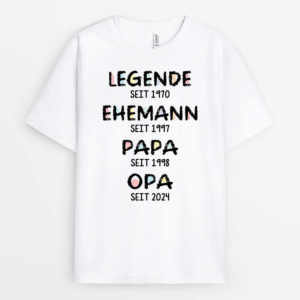 2425AGE1 personalisiertes legende ehemann papa opa seit t shirt