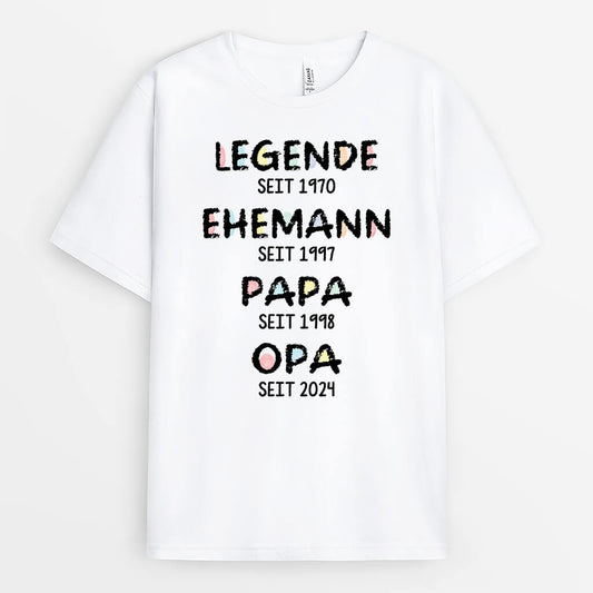 2425AGE1 personalisiertes legende ehemann papa opa seit t shirt