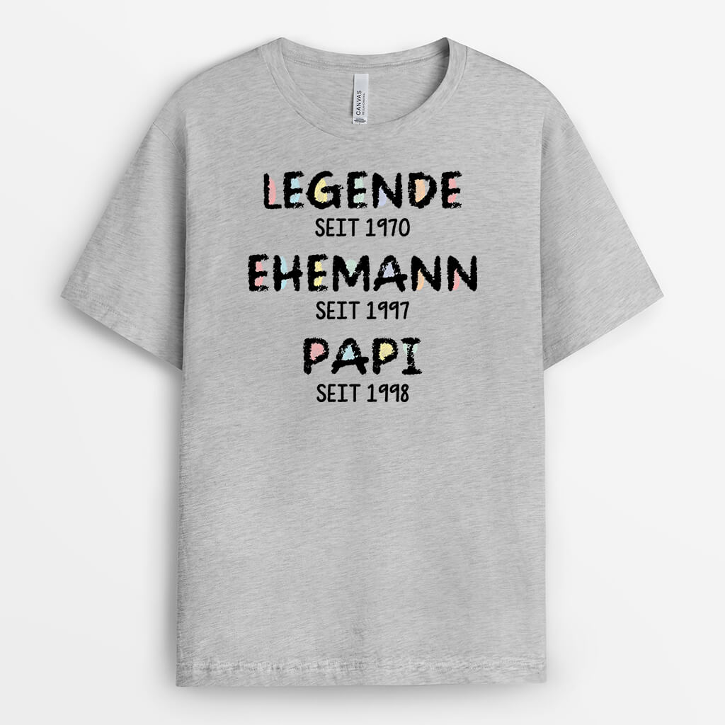 2425AGE2 personalisiertes legende ehemann papa opa seit t shirt