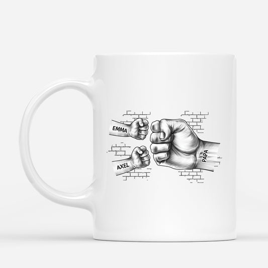 2427MGE1 papa kinder mit fausten ziegelmauer personalisierte tasse papa_ 2427M6T5B