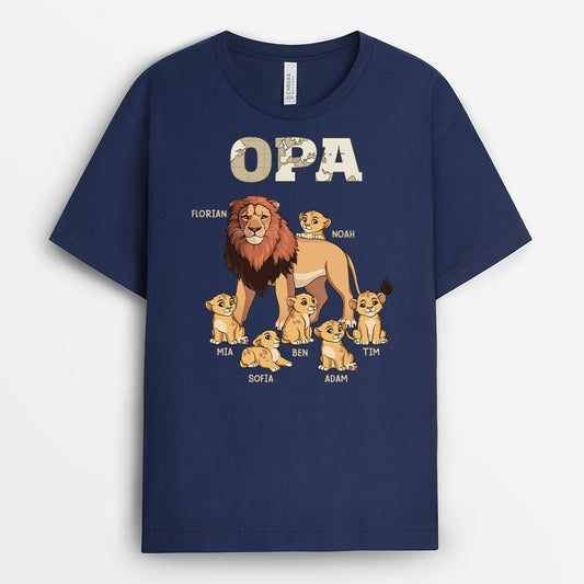 2430AGE2 papa kinder lowe weltkarte  t shirt papa personalisiert