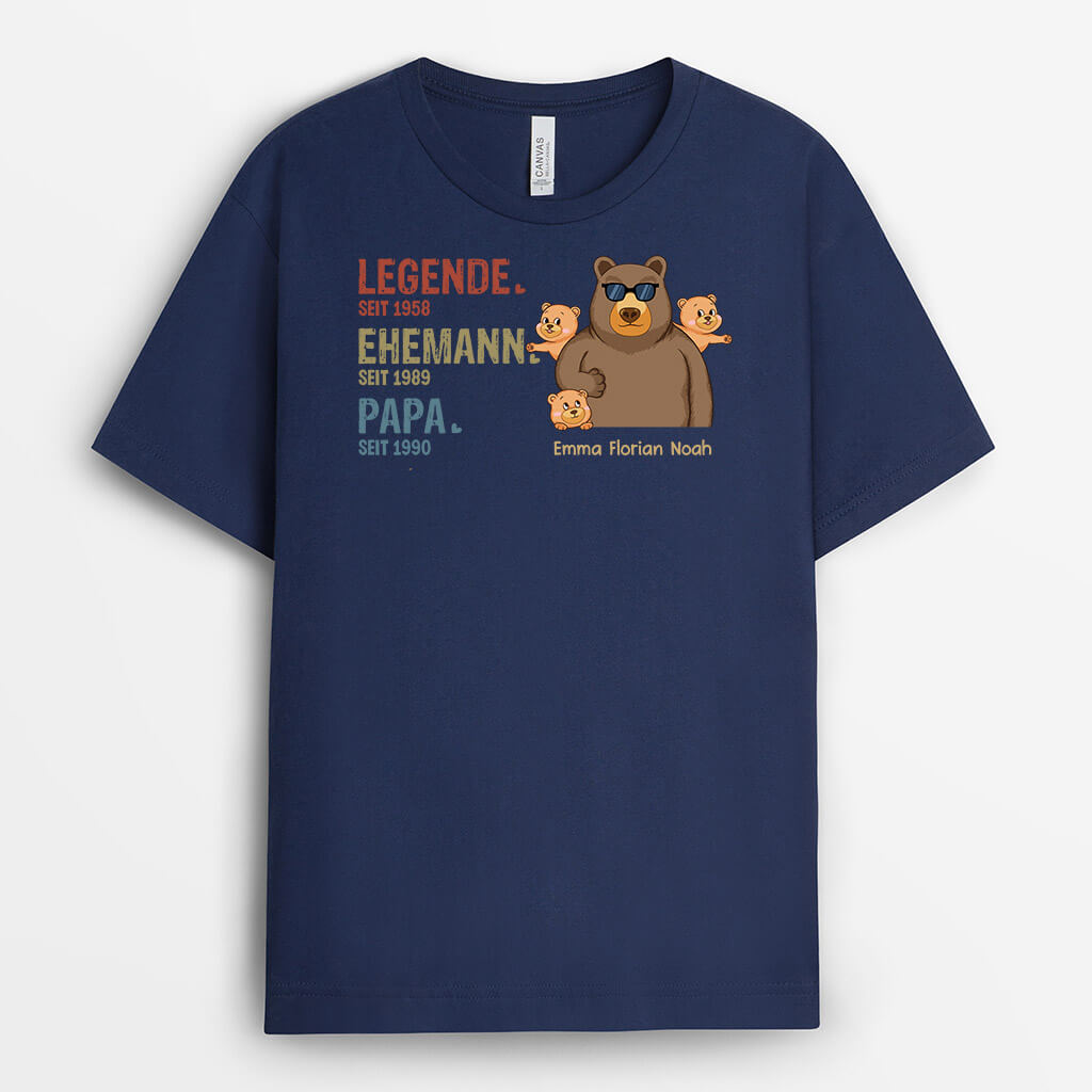 2432AGE2 personalisiertes legende ehemann papa und opa seit bar t shirt