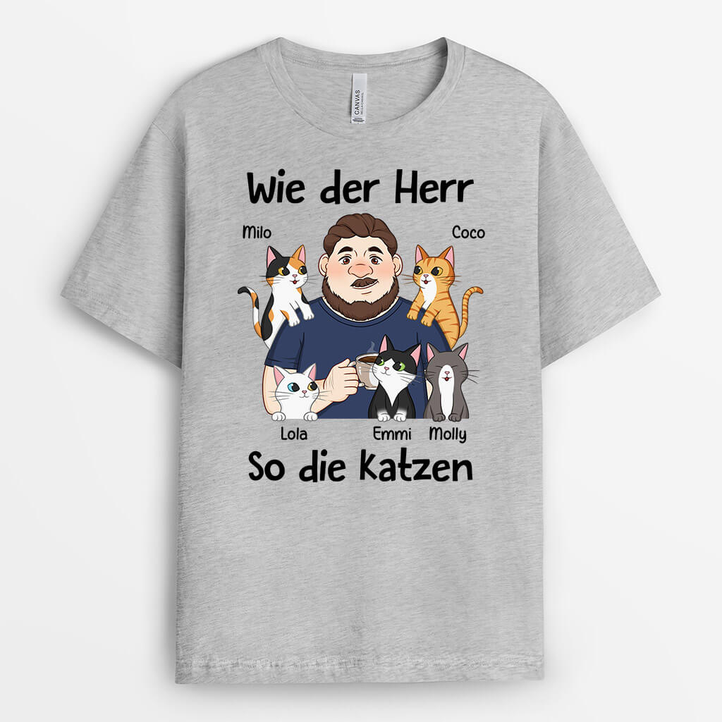 2531AGE2 personalisiertes wie der herr so die katze t shirt