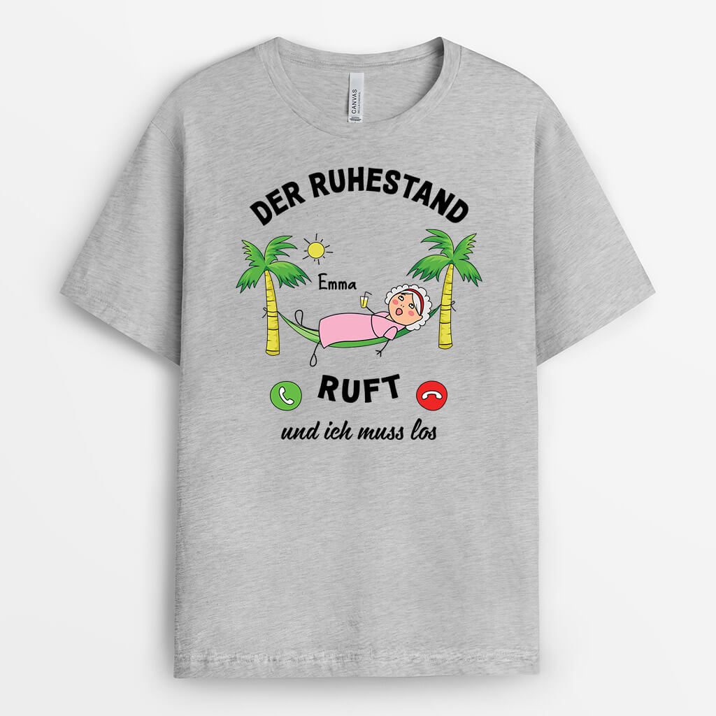 2538AGE2 personalisiertes der ruhestand ruft und ich muss los manner t shirt