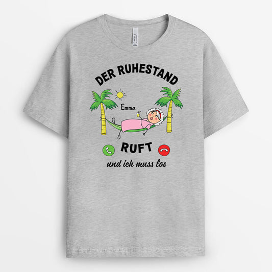 2538AGE2 personalisiertes der ruhestand ruft und ich muss los manner t shirt