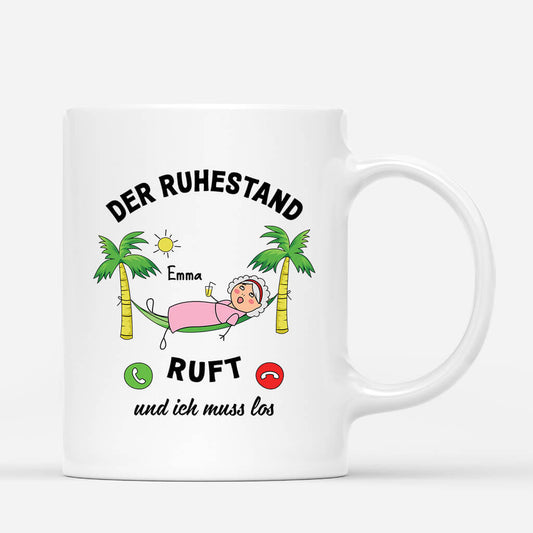 2538MGE1 personalisierte der ruhestand ruft und ich muss los frauen tasse