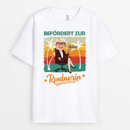 2544AGE1 personalisiertes befordert zur rentnerin t shirt