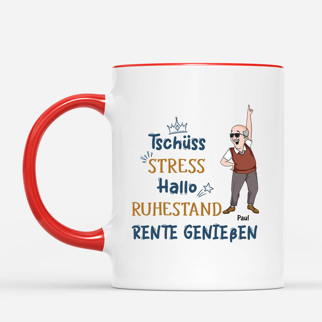 2560MGE2 personalisierte tschuss stress hallo ruhestand rente geniessen frauen tasse