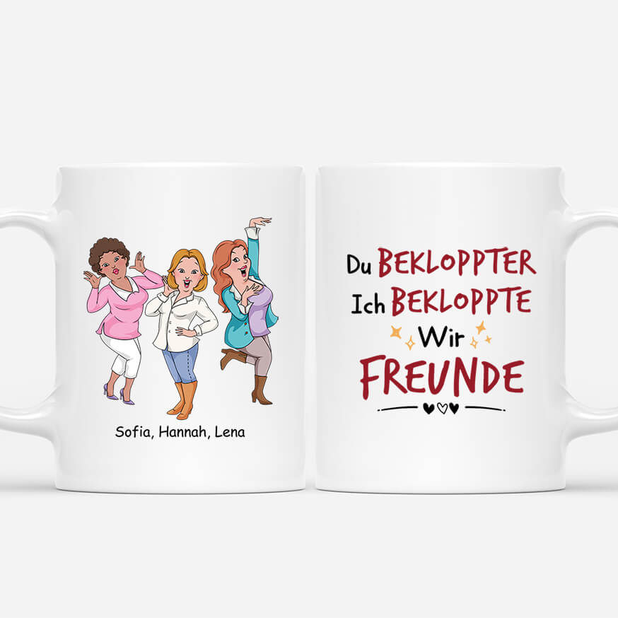 2573MGE1 personalisierte du bekloppter ich bekloppte wir freunde tasse