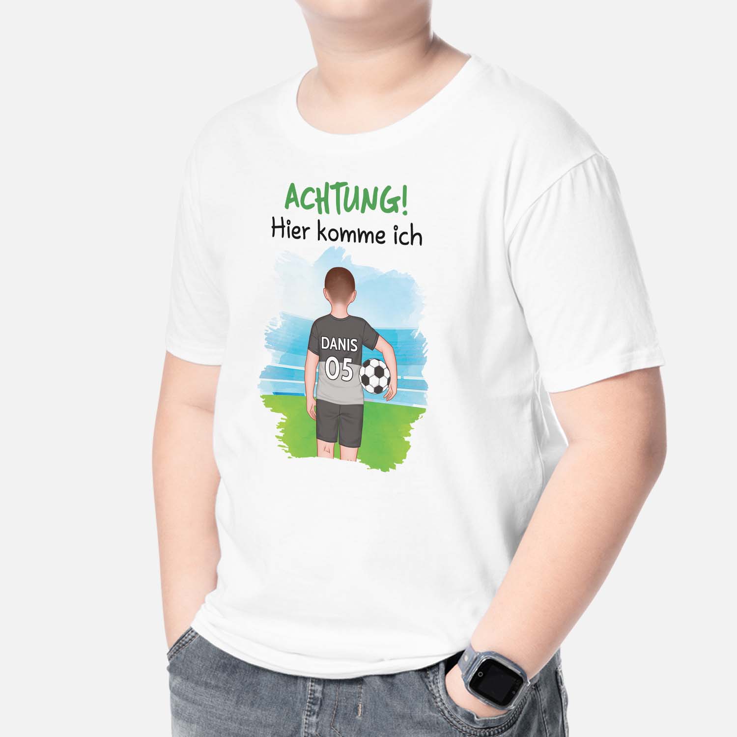 2589AGE2 personalisiertes achtung hier komme ich t shirt