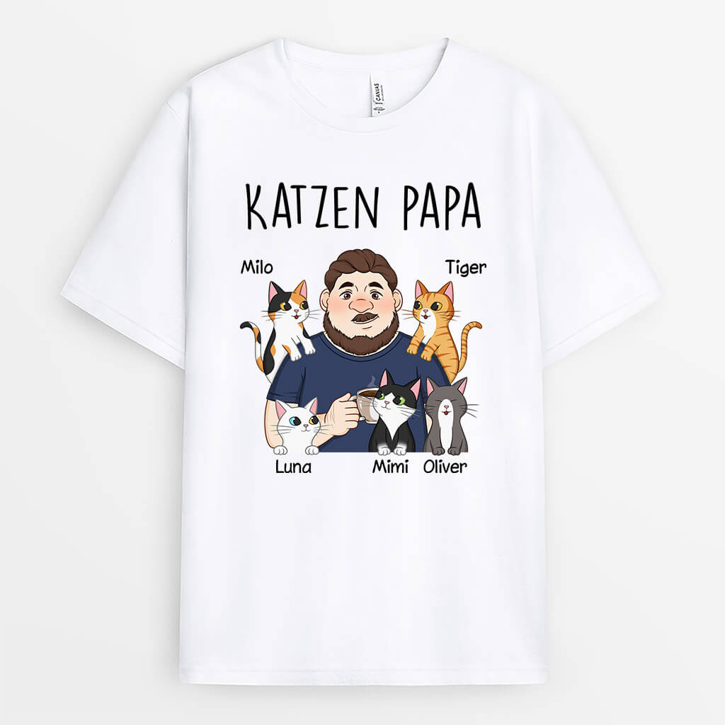 2592AGE2 personalisiertes katzenpapa t shirt