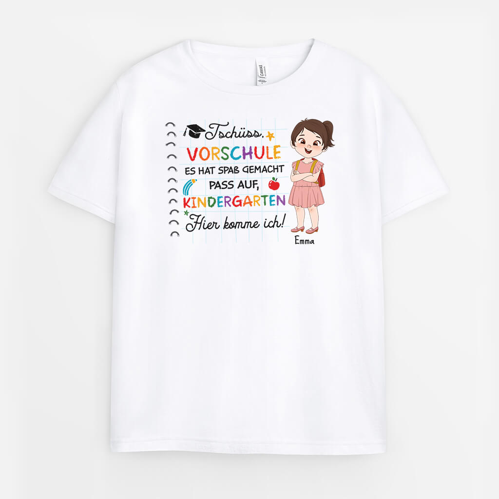 2601AGE1 personalisiertes tschuss vorschule kinder t shirt