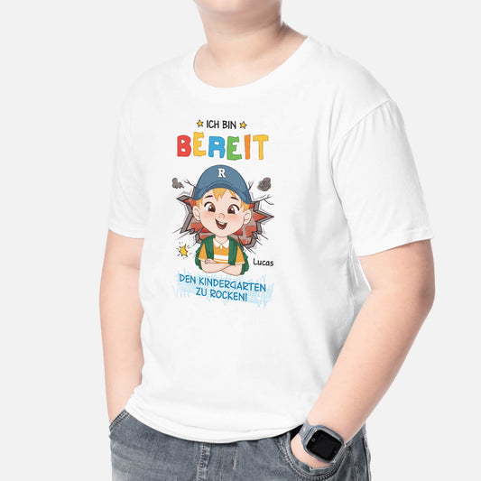 2602GE2 personalisiertes ich bin bereit den kindergarten zu rocken kinder t shirt