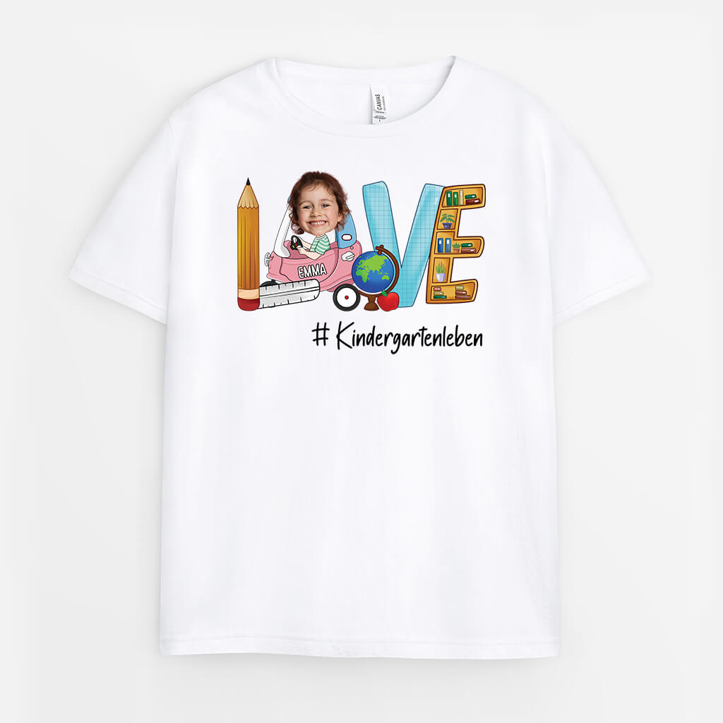 2613AGE1 personalisiertes love und kindergartenleben kinder t shirt