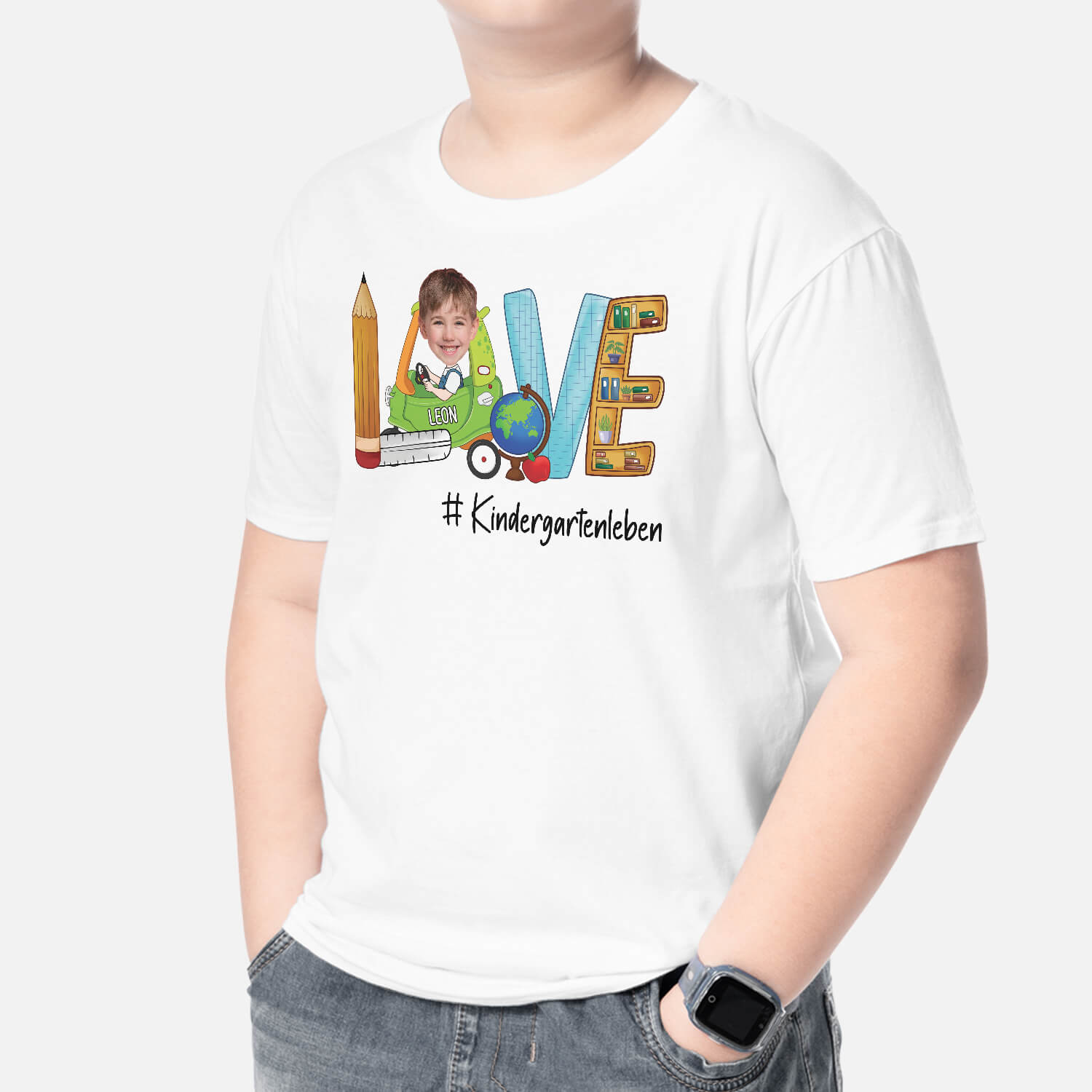 2613AGE2 personalisiertes love und kindergartenleben kinder t shirt