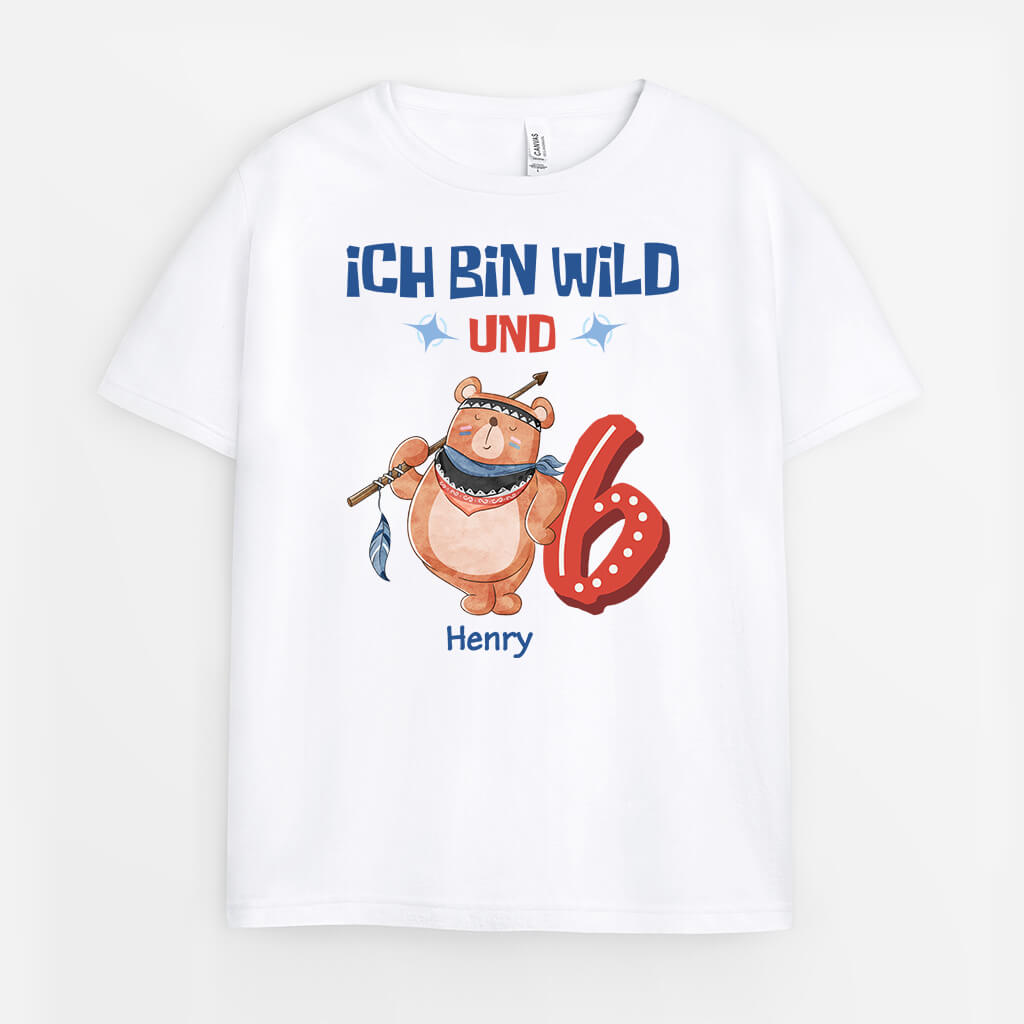 2614AGE1 personalisiertes ich bin wild kinder t shirt