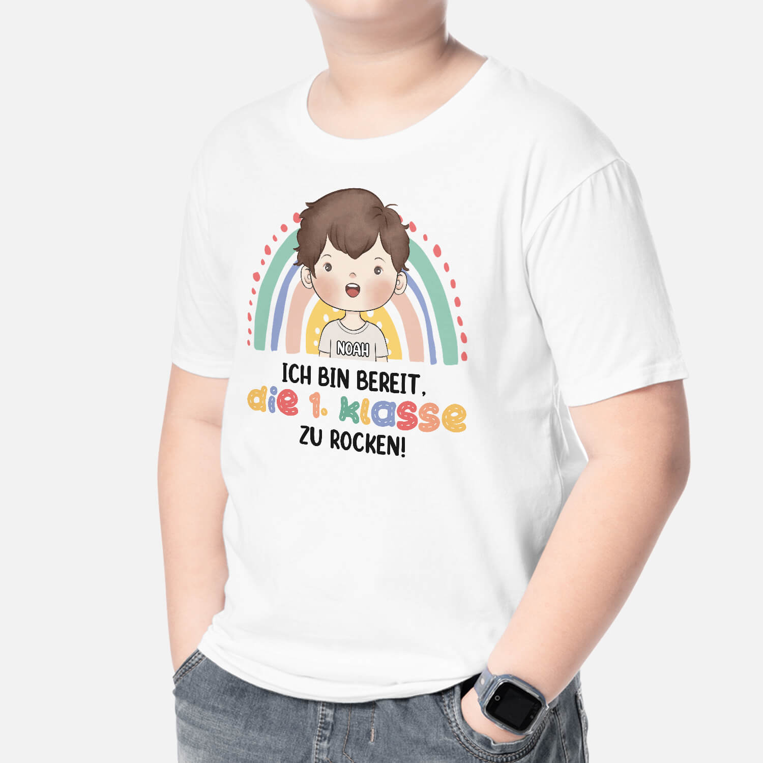 2623AGE2 personalisiertes ich bin bereit kinder t shirt