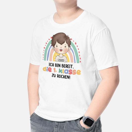 2623AGE2 personalisiertes ich bin bereit kinder t shirt