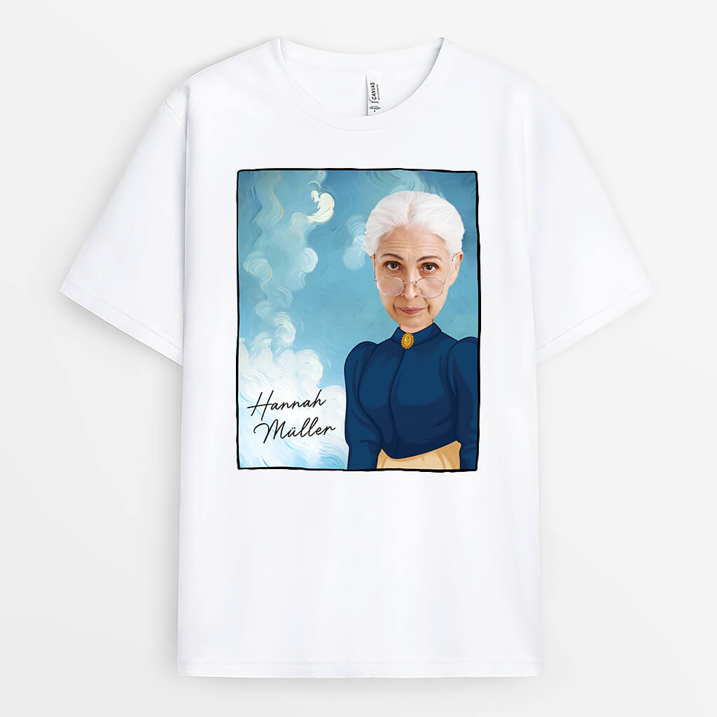 2629AGE1 personalisiertes gesicht kunstliebhaber frauen t shirt