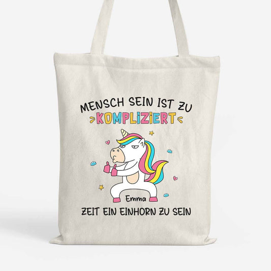 2637BGE1 ein einhorn zu sein  lustige tragetasche personalisiert