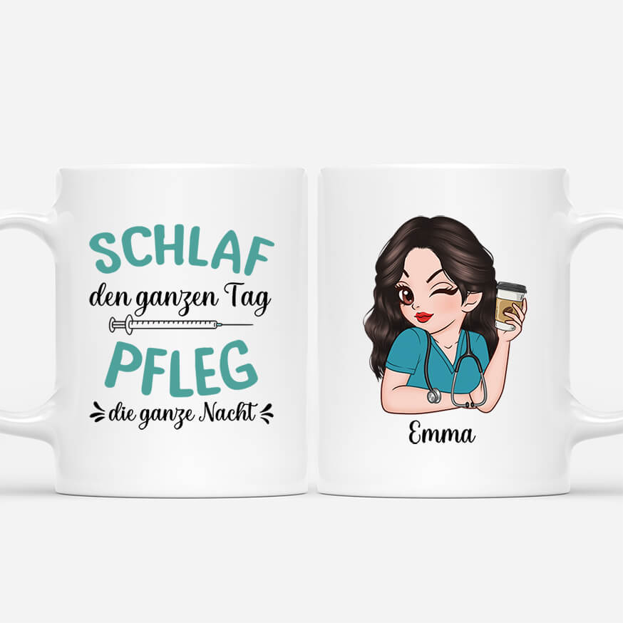 2640MGE1 schlaf den ganzen tag pfleg die ganze nacht  personalisierte tasse fur krankenschwester