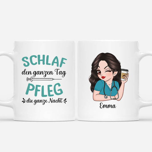 2640MGE1 schlaf den ganzen tag pfleg die ganze nacht  personalisierte tasse fur krankenschwester