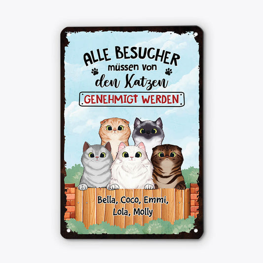 2644EGE1 alle besucher mussen von den katzen genehmigt werden  personalisiertes turschild fur katzenbeliebhaber