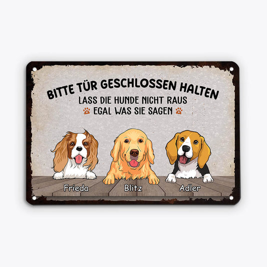 2645EGE1 bitte tur geschlossen halten  personalisiertes turschild fur hundebeliebhaber