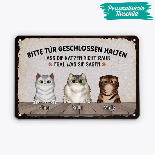 2645EGE2 bitte tur geschlossen halten  personalisiertes turschild fur katzenbeliebhaber