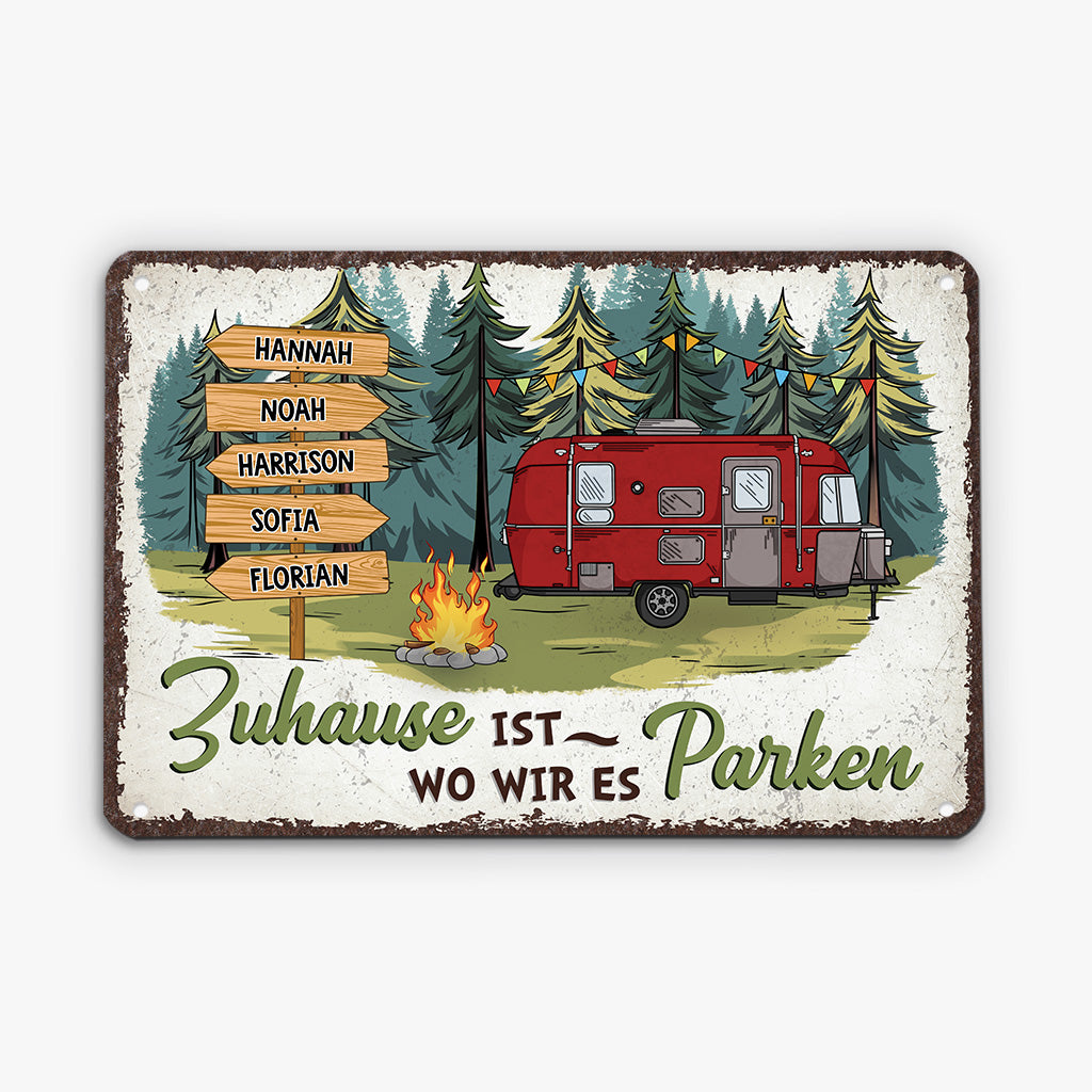 2646EGE1 zuhause ist da wo wir parken personalisieretes turschild fur die familie 2646