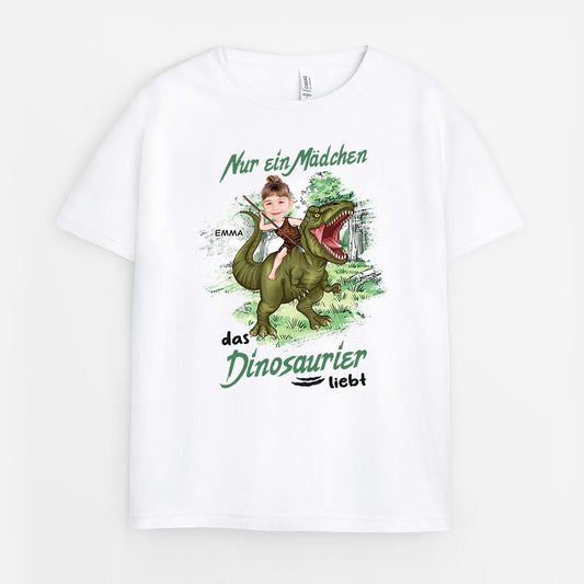 2663AGE1 junge madchen und dinosaurier  perosnalisiertes t shirt fur kinder