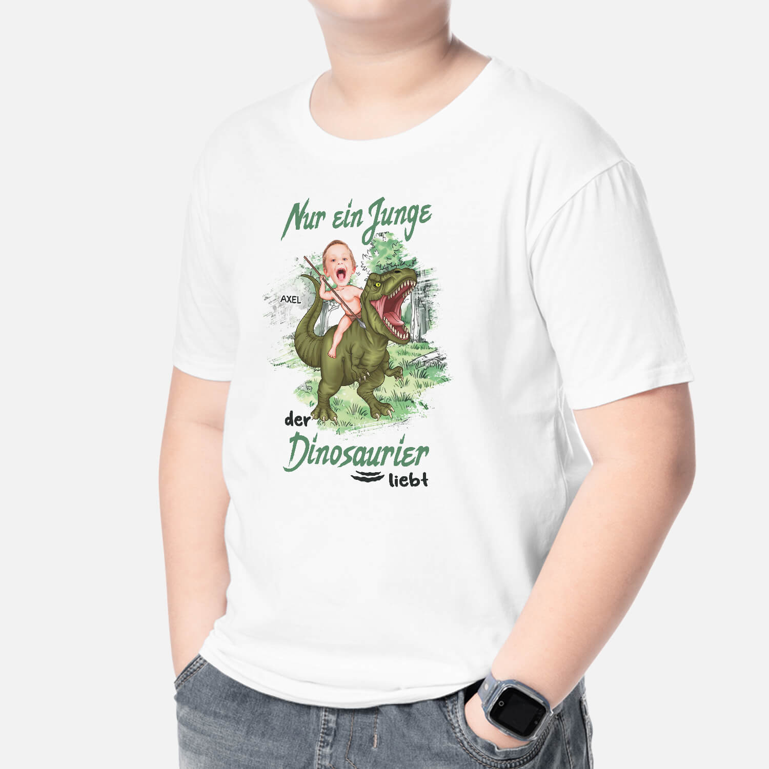 2663AGE2 junge madchen und dinosaurier  perosnalisiertes t shirt fur kinder