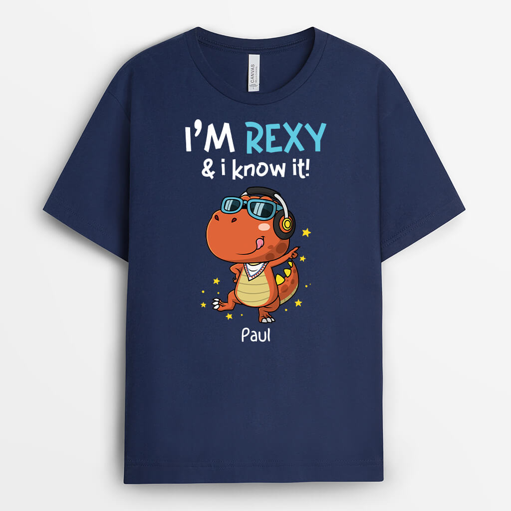 2667AGE1 ich bin rexy und ich weiss es  lustiges t shirt fur manner personalisiert