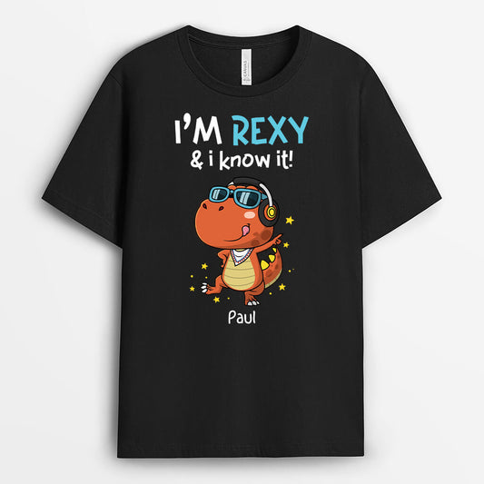 2667AGE2 ich bin rexy und ich weiss es  lustiges t shirt fur manner personalisiert