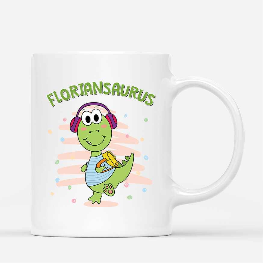 2676MGE1 name _ saurus  personalisierte tasse fur kinder