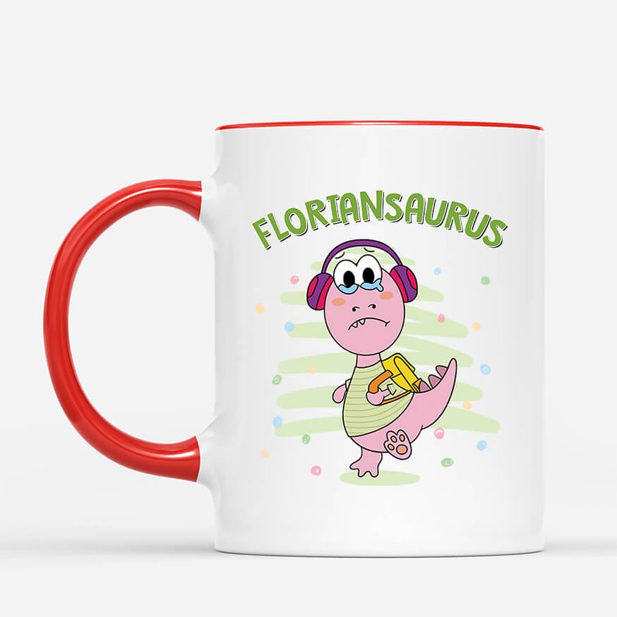 2676MGE2 name _ saurus  personalisierte tasse fur kinder