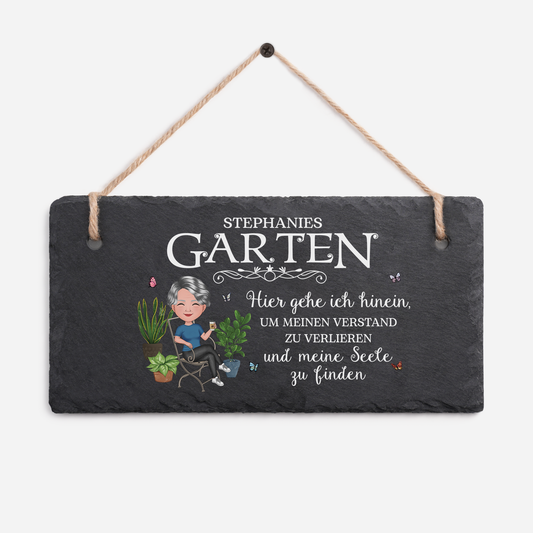 2679AGE1 ab in den garten um den alltag zu vergessen und die seele zu finden personalisiertes geschenk garten  schiefer gartenschild frauen 2679ae8h8h