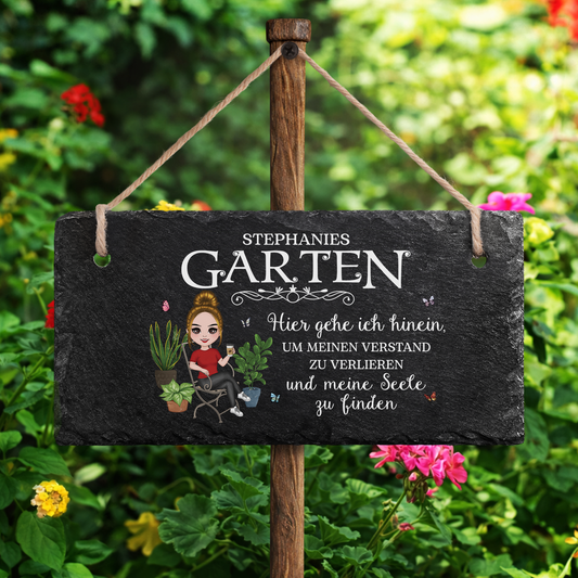 2679AGE2 ab in den garten um den alltag zu vergessen und die seele zu finden personalisiertes geschenk garten  schiefer gartenschild frauen 2679ae8h8h