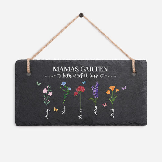 2714AGE1 mamas garten hier wachst liebe personalisiertes geschenk  uv druck schiefer gartenschild omamama 2714ae8p7a