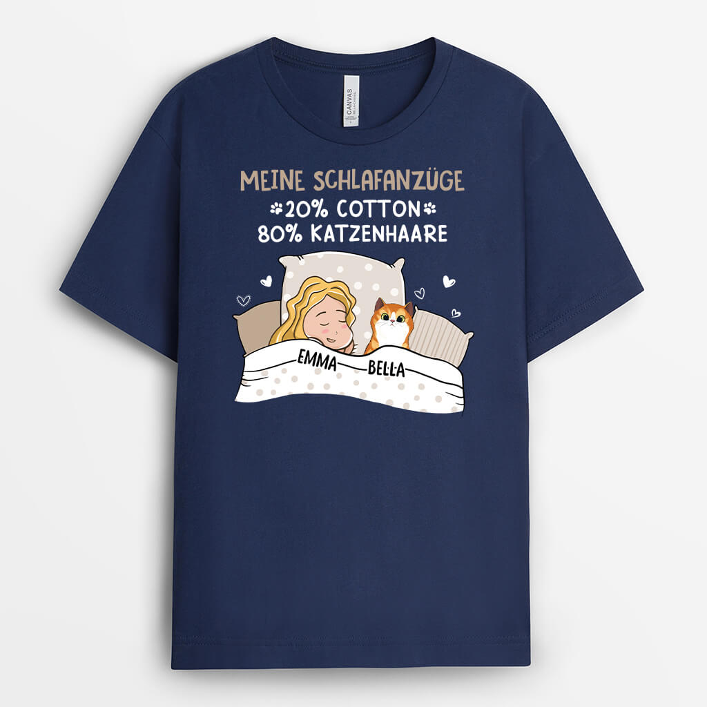 2729AGE2 mein pyjama 20_ baumwolle 80_ katzenhaare  personalisiertes t shirt fur katzenliebhaber