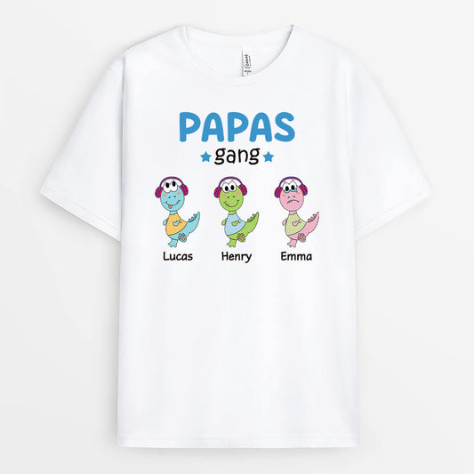 2736GE1 papas opas bande mit dinosaurier  personalisiertes t shirt fur manner